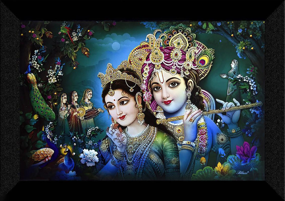 Radha Krishna Religious Modern Art Self Adeshive Home Decorative Gift Item Wall Painting For Living Room Office Hotel Mdf Framed Painting 11 Inch X 14 Inch Image 1