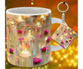 Happy Birthday Joy And Light Ceramic Mug Glossy Finish With Vibrant Print Printed Coffee Mug White With Keychain 350Ml Image 1