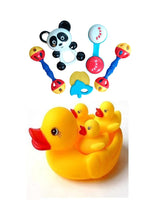 Rattles Multi Color squeeze Chu Chu Ducks Duck Family Bath Rubber Toy Yellow Set Of 4 Chu Chu Sound Bathtub Toys Image 1