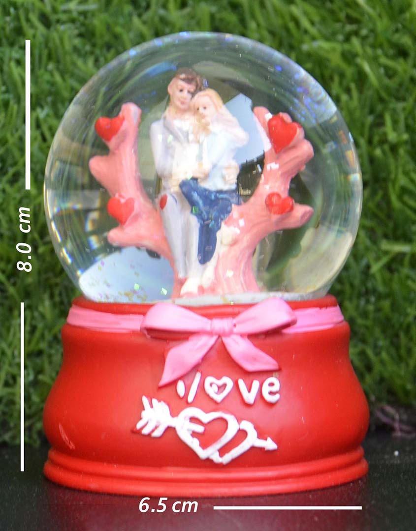 Cute Red Couple Snowglobe Showpiece With Led For Valentines Gift Decorative Showpiece Image 2