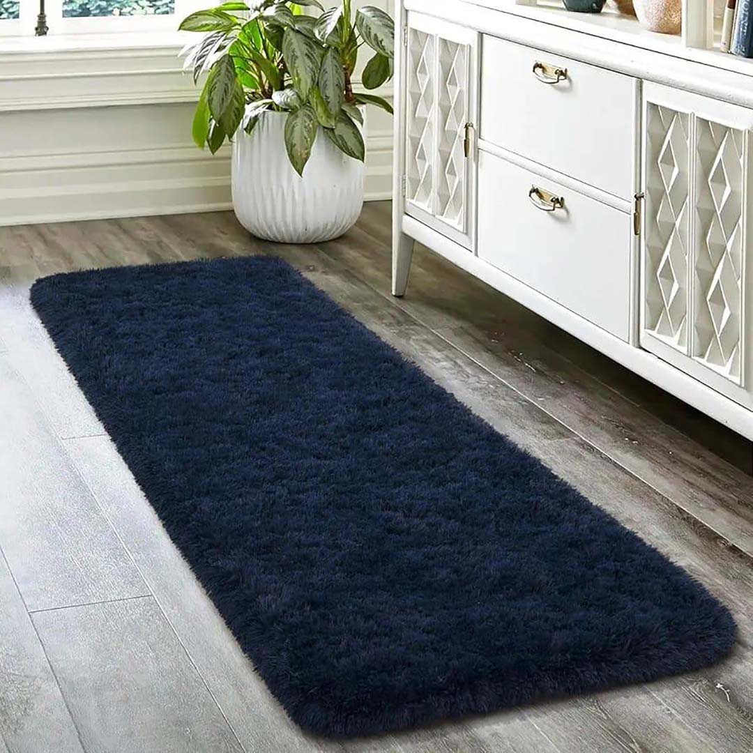 Microfiber Anti-Slip Doormat for Home & Bathroom Entrance Blue rectangular Mat (22x55 cm) Image 3