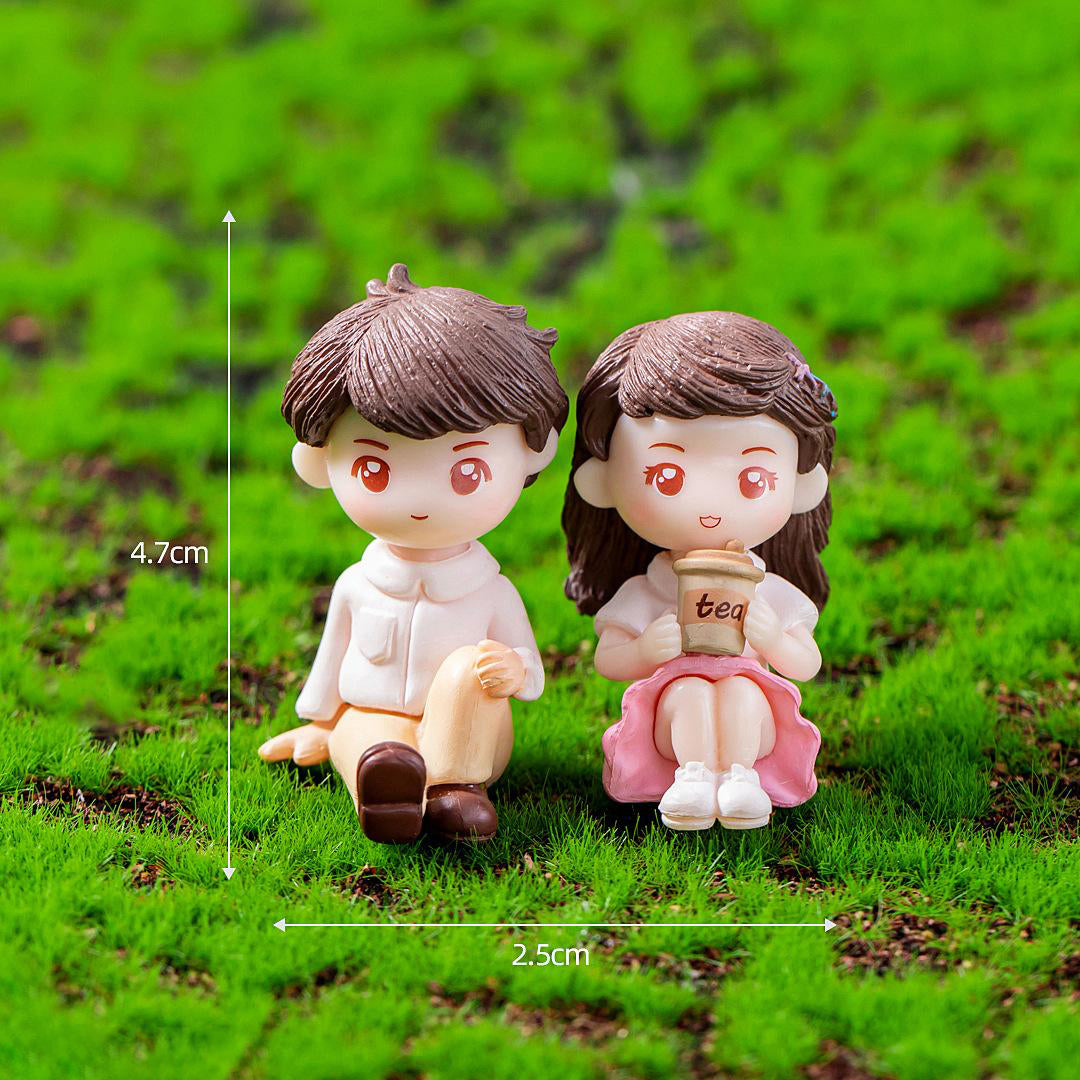Ktrading Cute Sweety Sitting Lovers Romantic Couple Showpiece Miniature Figurine Romantic Gifts Wedding Decor Cake Decor Showpiece 1 Boy 1 Girl Small Image 2