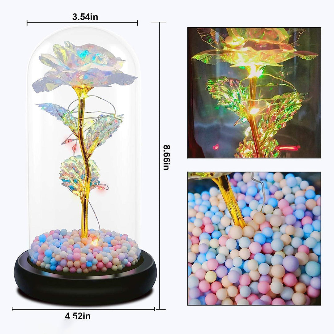 Acrylic Preserved Flowers Rose Gift Thermocol Goli With Greeting Card Artificial Flower Light Up Rose Rose In Glass Dome Personalized Gifts For Mom Sisters Friend Women Image 3