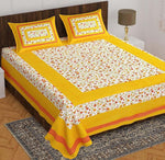 Cotton (90x100 Inch) Double Size Bedsheet With 2 Pillow Cover in Yellow Color Image 4