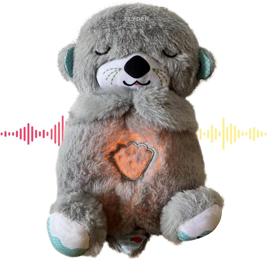 Breathing Teddy Bear Otter Glowing Music For Baby Sensory Sleep Lights Rhythmic Soft Toy Simulation Plush Sound Machine With Music Baby Gift Image 1