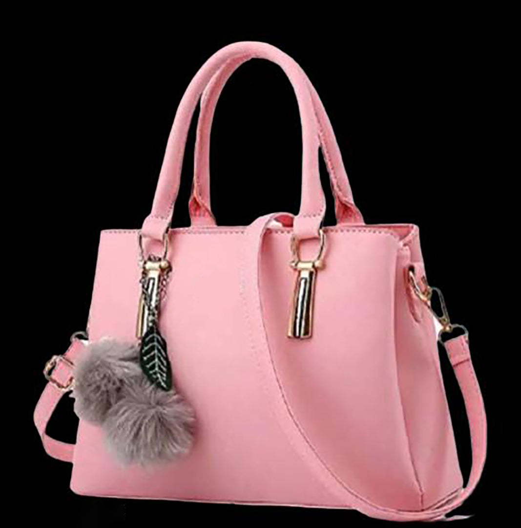 Handbag For Women And Girls Stylish Pink Canvas & Leather Bag Image 1