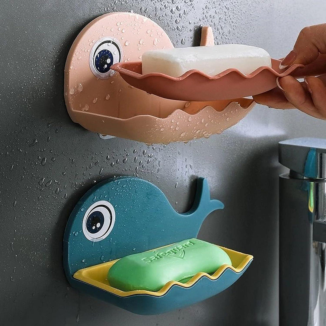 Soap Stand Holder For Bathroom Kitchen Sink Magic Stickers Wall Mounted Pack Of 2 Pcs Soap Dish Holder Fish Design Random Image 3