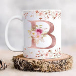 Colorful Floral Alphabet Letter B Printed Coffee Mug For Girls Boys Friends Love Kids Best Gift For Birthday Anniversary Initial Letter B Microwave Safe Ceramic Tea Coffee Mug 350Ml Image 4