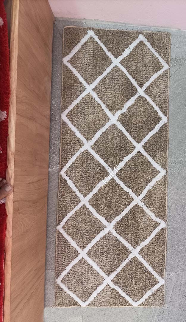 Microfiber Anti-Slip Doormat for Home & Bathroom Entrance Beige Rectangular Mat (22x55 Inch) Image 1