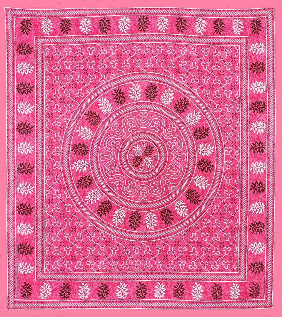 Cotton (90x100 Inch) Double Size Bedsheet With 2 Pillow Cover in Pink Color Image 4
