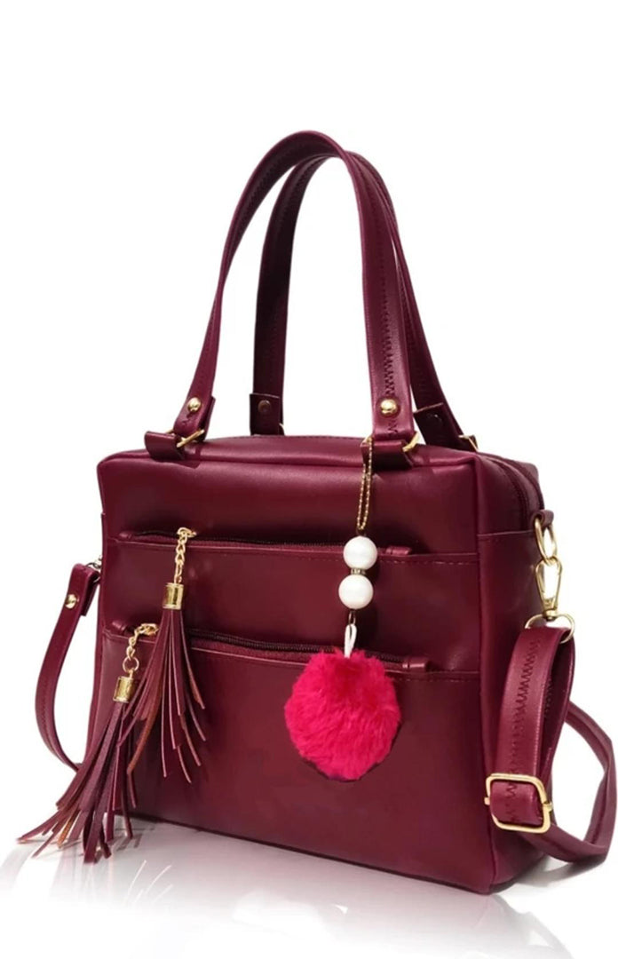 Handbag For Women And Girls Stylish violet PU Leather Bag Image 2