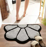 Microfiber Anti-Slip Doormat for Home & Bathroom Entrance Black & White Semi Circle Mat (40x60 cm) Image 1
