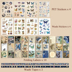 232 Pcs Aesthetic Scrapbooking Kit Vintage Junk Journal Supplies With Washi Stickers A6 Notebook Butterfly Scrapbook Image 2
