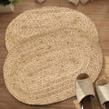 Jute Anti-Slip Doormat for Home & Bathroom Entrance Beige Oval Mat (38x58 cm) Image 1