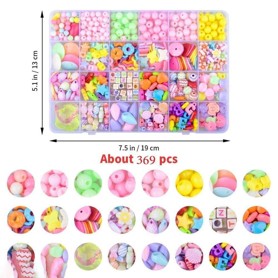 Diy Bead Set Necklace Bracelets Jewelry Making Kits Colorful Acrylic Crafting Beads Kit Box With Accessories For Kids Image 4
