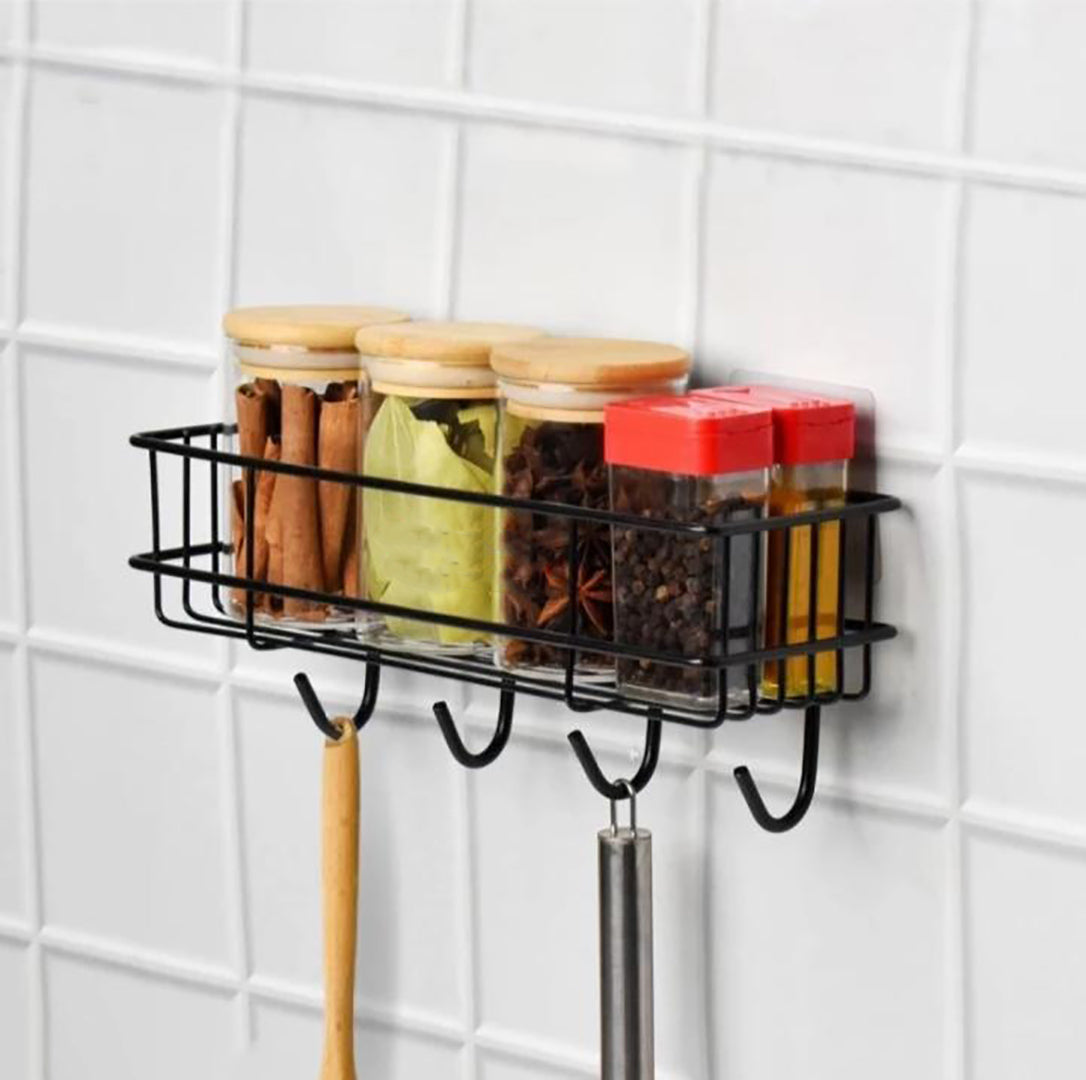 Metal Kitchen And Bathroom Rack Storage Shelves Shelf Organizer Storage Stainless Steel Wall Shelf With Towel Holder Black Bath Shelves Image 3