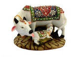 Kamdhenu Cow And Calf Showpiece Good Luck Gift Handicraft Marble Dustpolyresin Decorative Statue 5X3X3 Inch Export Quality Image 2