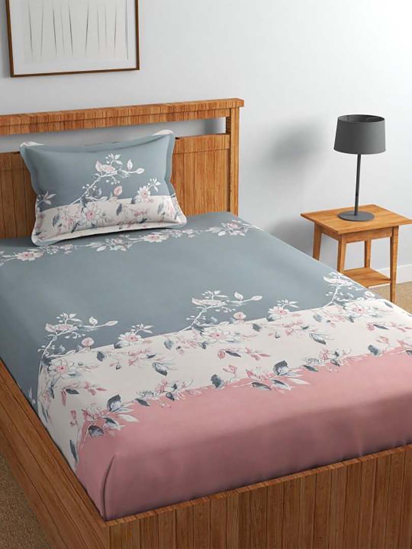 Cotton (60x90 Inch) Single Size Bedsheet With 1 Pillow Cover in Multicolor Image 3