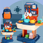 School Bag Kitchen Set For Kids Girl Kitchen With Suitcase Play Kitchen Set Blue Kids Kitchen Play Set Great Educational Toy Gifts For Girls Image 2