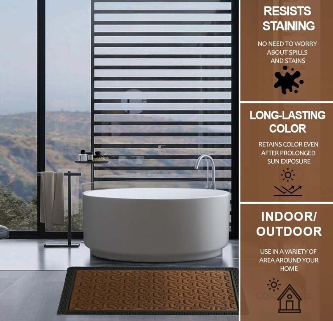 Rubber Anti-Slip Doormat for Home & Bathroom Entrance Brown Rectangular Mat (40x60 cm) Image 3