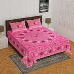 Cotton (90x100 Inch) Double Size Bedsheet With 2 Pillow Cover in Pink Color Image 2