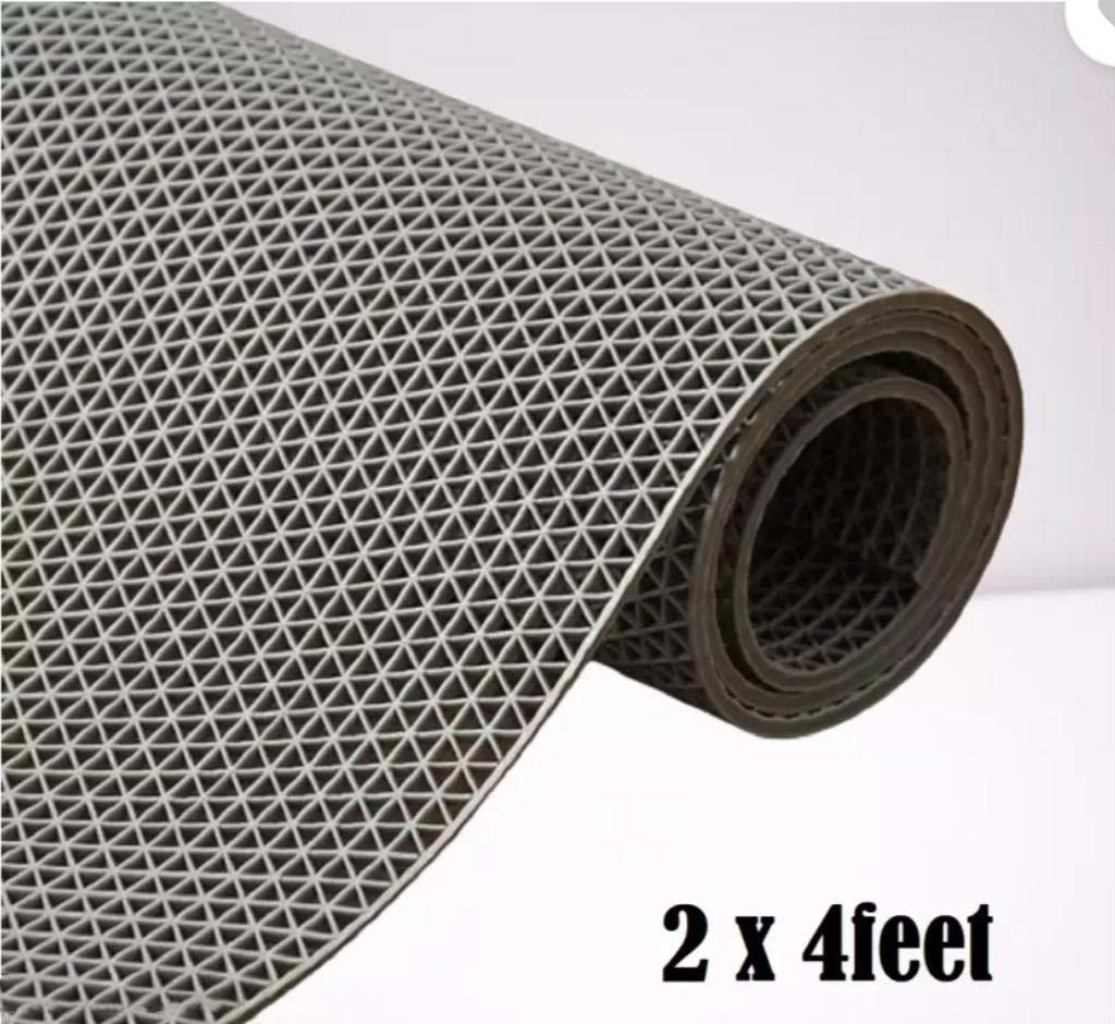 Rubber Anti-Slip Doormat for Home & Bathroom Entrance Grey Rectangular Mat (2x4 Feet) Image 1