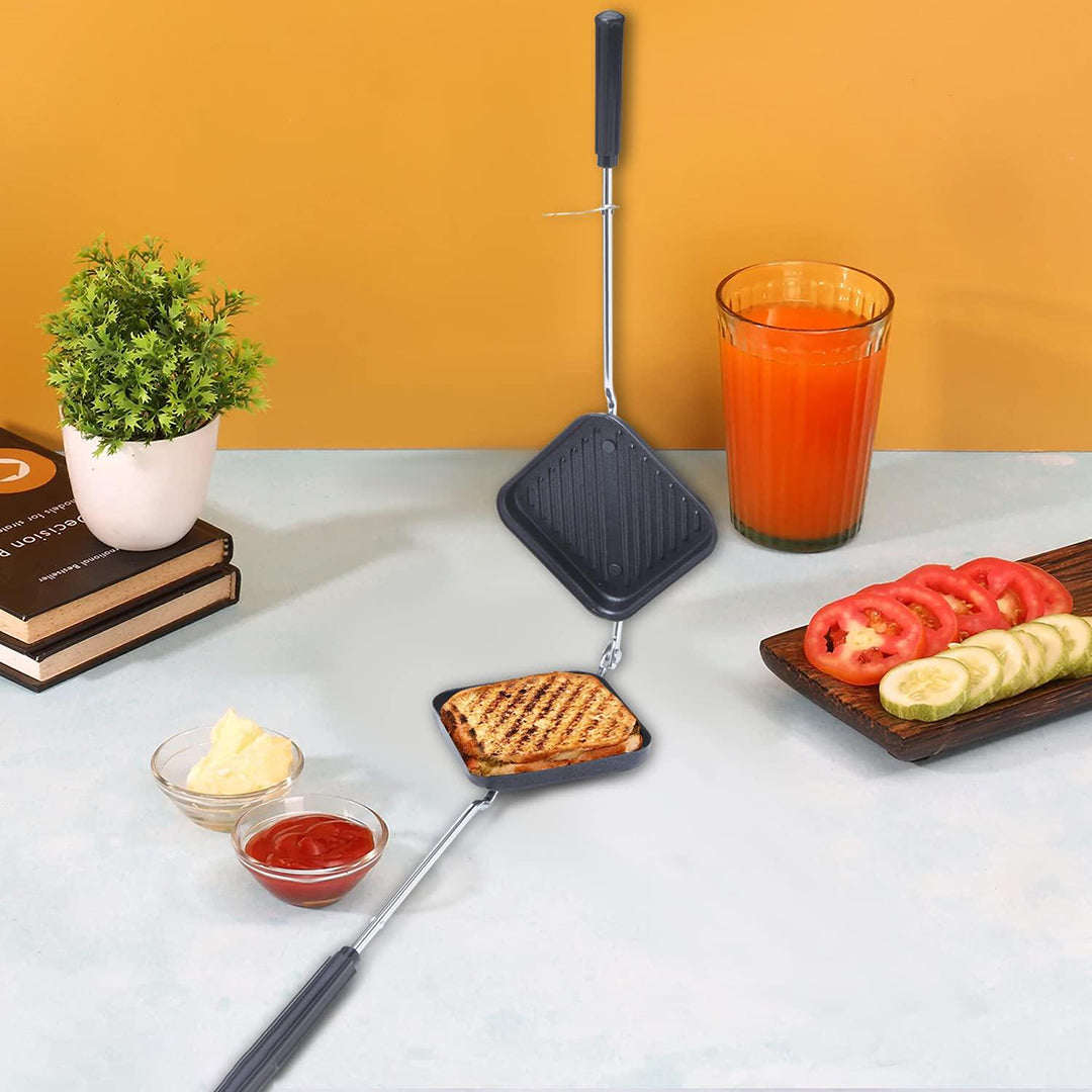 Non Stick Grill Sandwich Toaster With Silicone Brush With Free Spatula Image 4
