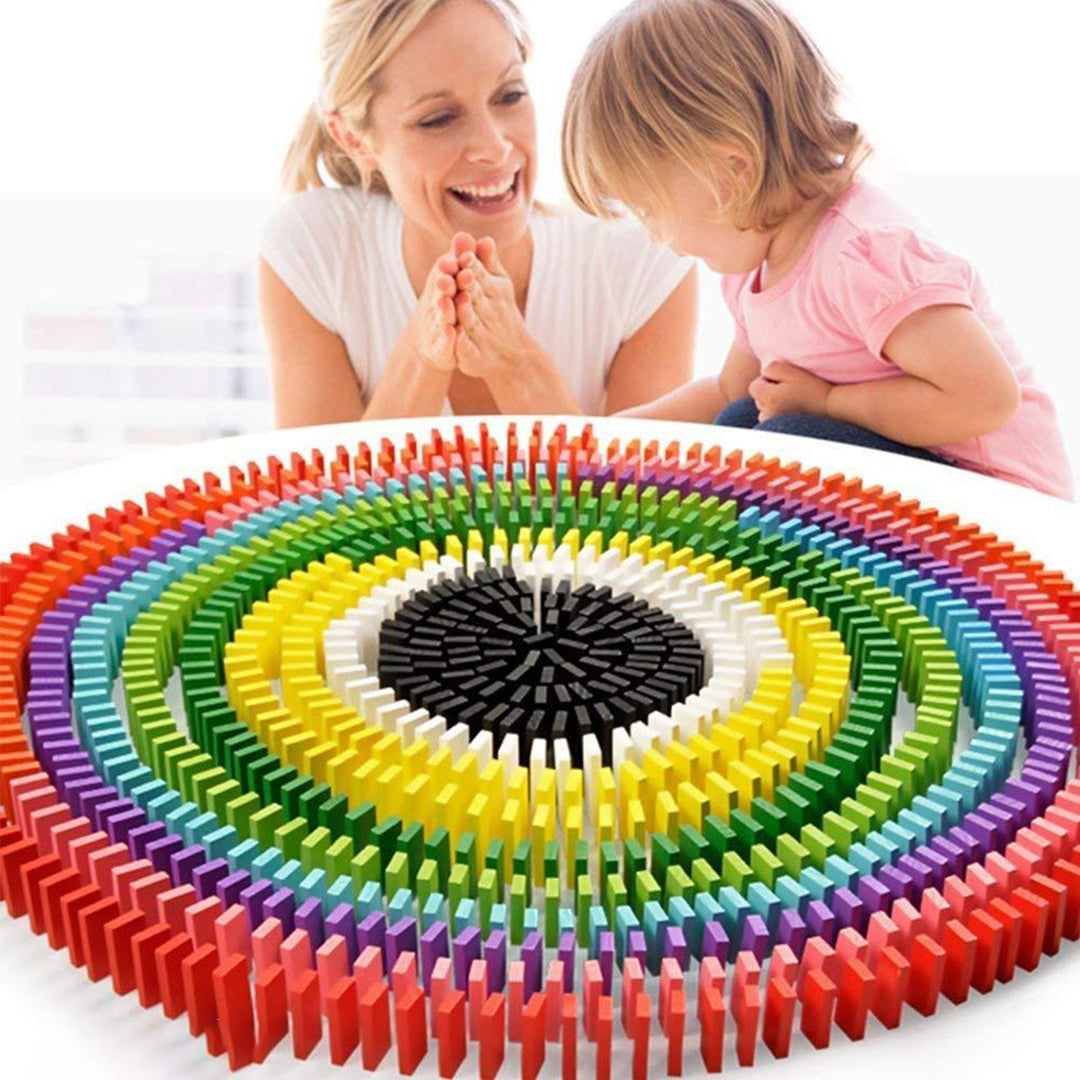 120 Pcs 12 Color Wooden Dominos Blocks Set Building Block For Kids Game Educational Play Toy Domino Racing Toy Game Image 1