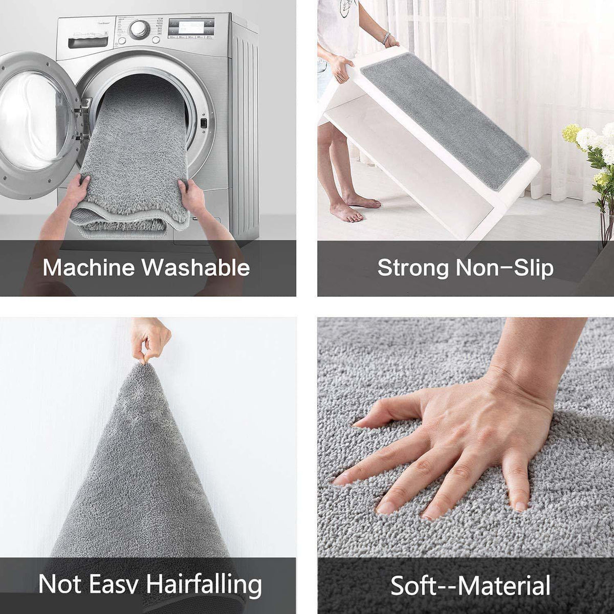 Microfiber Anti-Slip Doormat for Home & Bathroom Entrance Grey Rectangular Mat (40x60 cm) Image 3