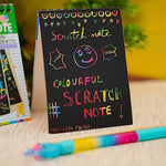 Small Rainbow Scratch Notebook Paper Magic Doodle Note Pad For Kids Arts Crafts Painting Sketching With Wooden Pencil Pack Of 3 Image 2
