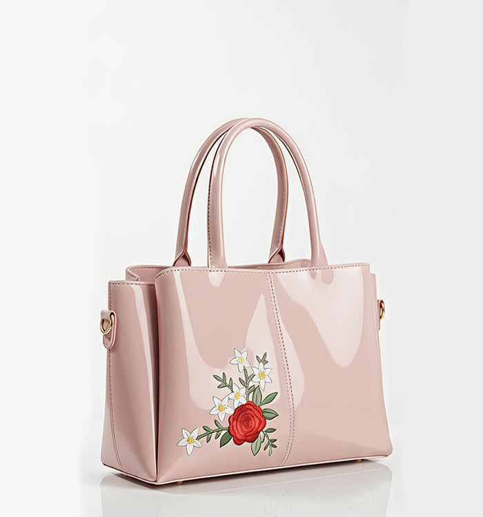 Handbag For Women And Girls Stylish Pink PU Leather Bag Image 1