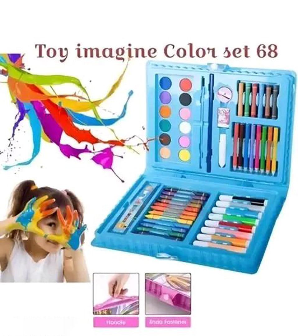 Kids Cartoon Drawing Painting Colour Kit 68 Pcs Art Craft Set With Carry Case Water Colors Crayons Sketch Pens For Girls Boys Image 3