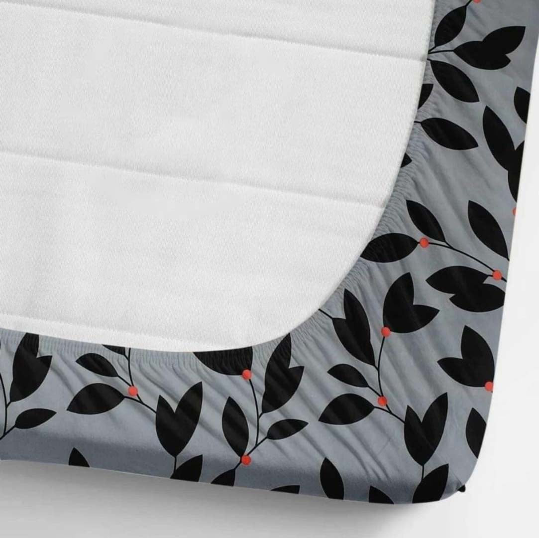 Cotton (90x90 Inch) Double Size Bedsheet With 2 Pillow Cover in Grey Color Image 1