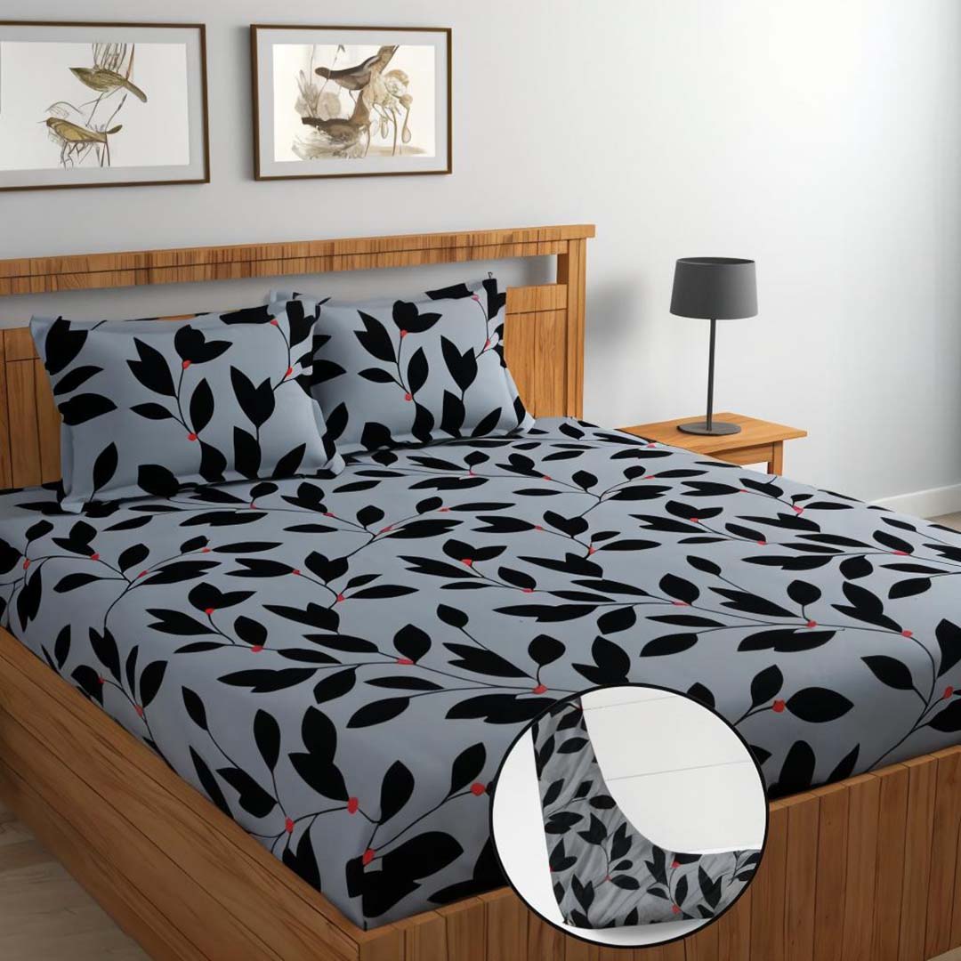 Glace Cotton (78x72 Inch) Double Size Bedsheet With 2 Pillow Cover in Multicolor Image 1