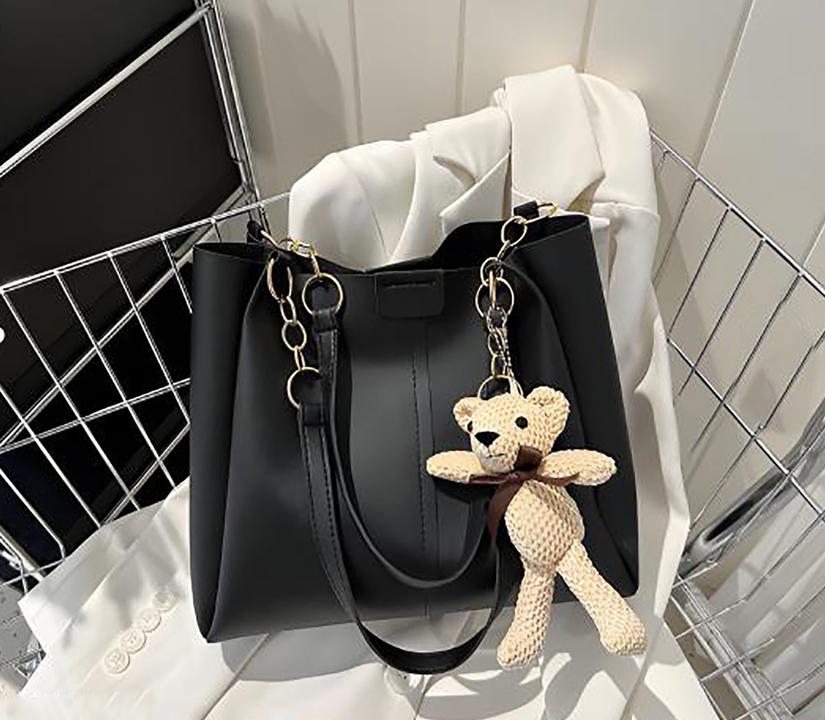 Handbag For Women And Girls Stylish Black PU Leather Bag Image 1