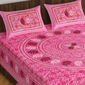 Cotton (90x100 Inch) Double Size Bedsheet With 2 Pillow Cover in Pink Color Image 1