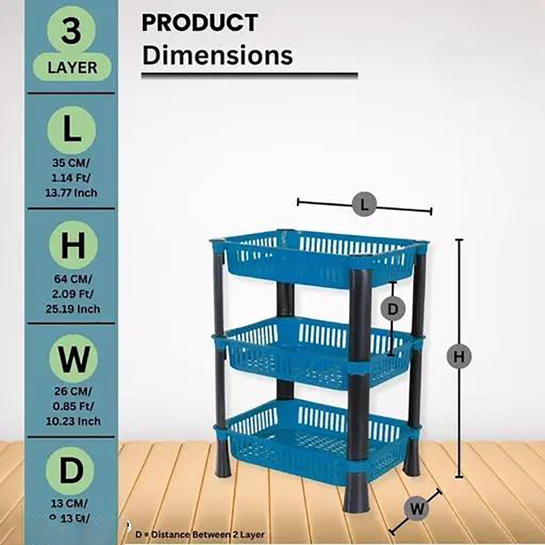 Plastic Vegetable Trolley Rack For Kitchen Storage Vegetable Organizer Vegetable Stand For Kitchen Basket Storage Racks 3 Layerblue Image 4