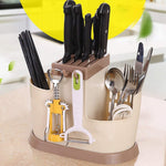 Plastic Cutlery Chopstick Holder Stand And Knife Organizer Drainer Basket Water Draining Tray For Small Kitchen Tool With 3 Hanging Hook Image 1