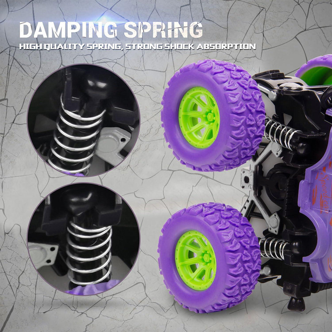 2 Monster Truck Friction Powered Cars Toys 360 Degree Stunt Image 3