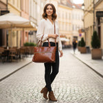 Handbag For Women And Girls Stylish Brown Faux Leather/Leatherette Bag Image 4