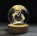 3D Crystal Ball With Led Wooden Base Crystal Dolphin Figurine Paperweight Ornaments 3D Laser Engraved Decorative Glass Ball Birthday Gifts For Girls Or Boys Dolphin Image 1