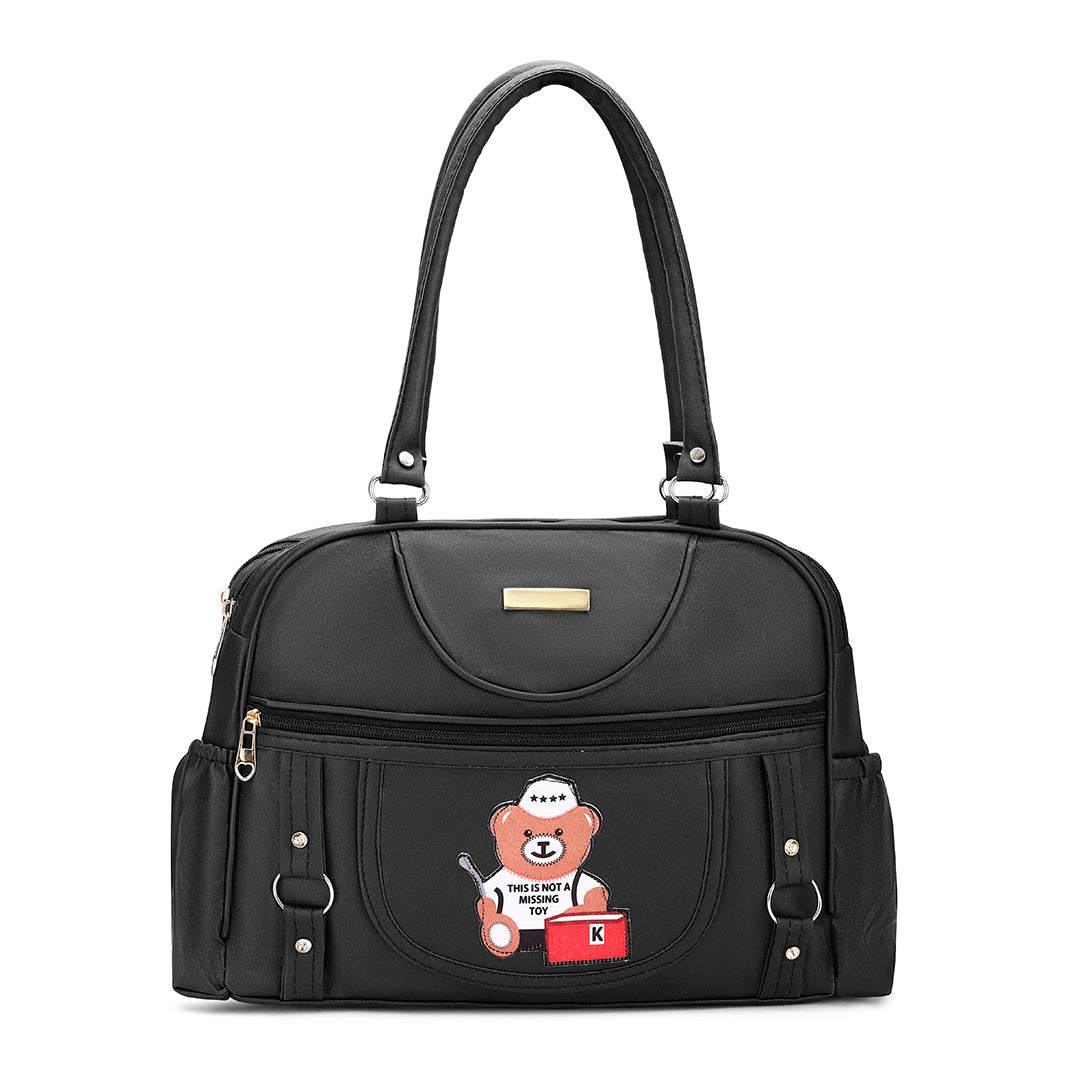Handbag For Women And Girls Stylish Black PU Leather Bag Image 3