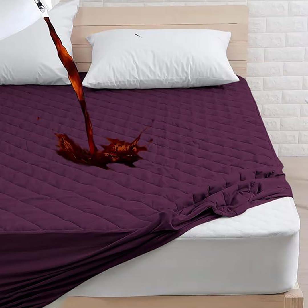 Quilted Fabric (72x78 Inch) Double Size Bedsheet With 2 Pillow Cover in Violet Color Image 1