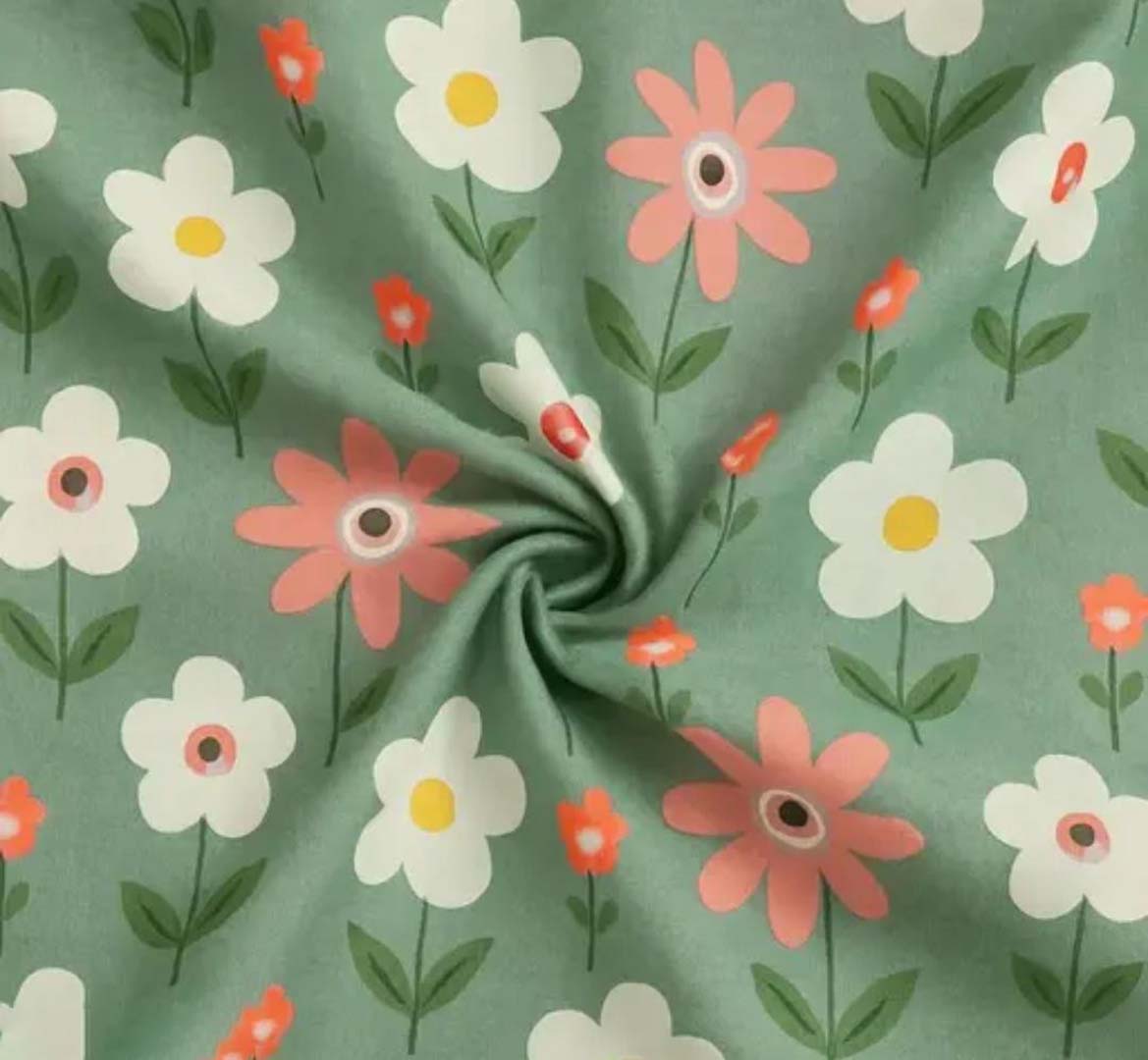 Cotton (78x72 Inch) Double Size Bedsheet With 2 Pillow Cover in Green Color Image 1