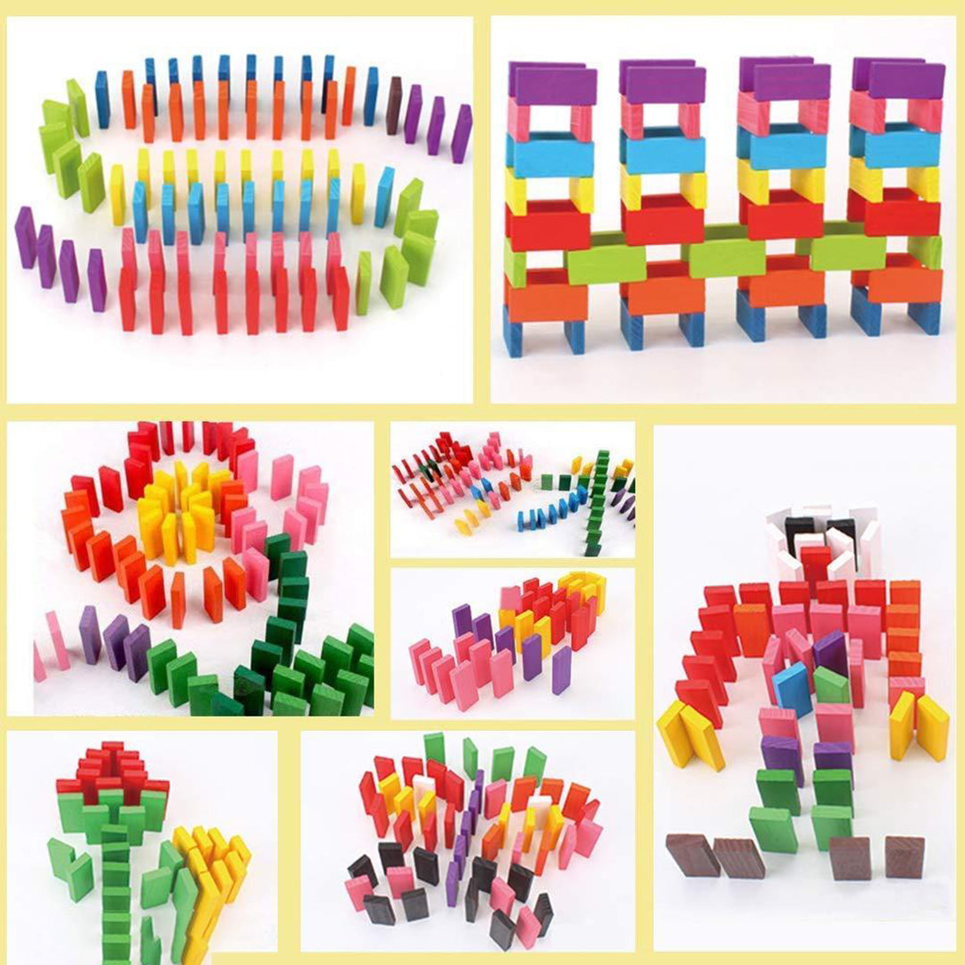 120 Pcs 12 Color Wooden Dominos Blocks Set Building Block For Kids Game Educational Play Toy Domino Racing Toy Game Image 3