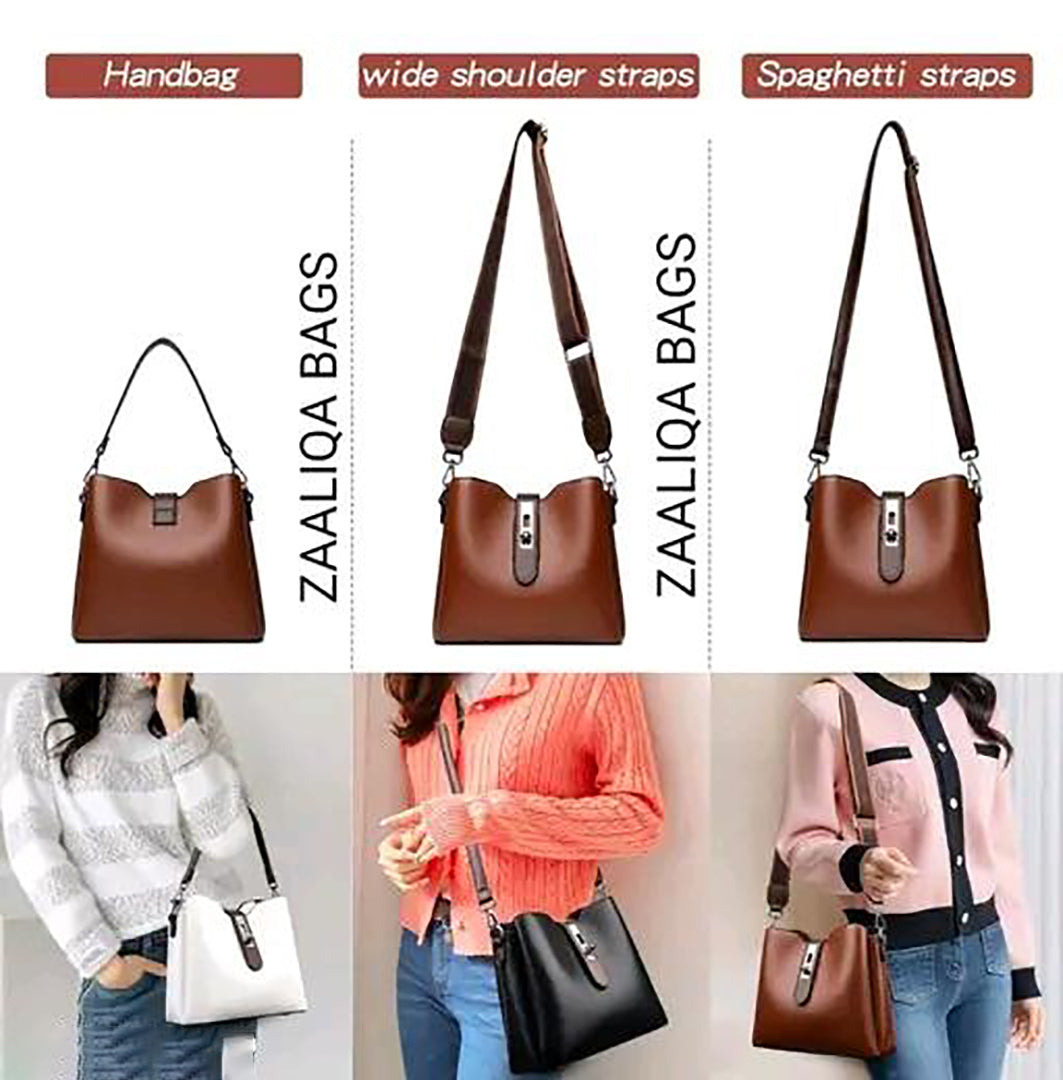 Handbag For Women And Girls Stylish Black PU Leather Bag Image 3