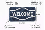 Microfiber Anti-Slip Doormat for Home & Bathroom Entrance Grey Rectangular Mat (40x60 cm) 2 Pcs Image 3