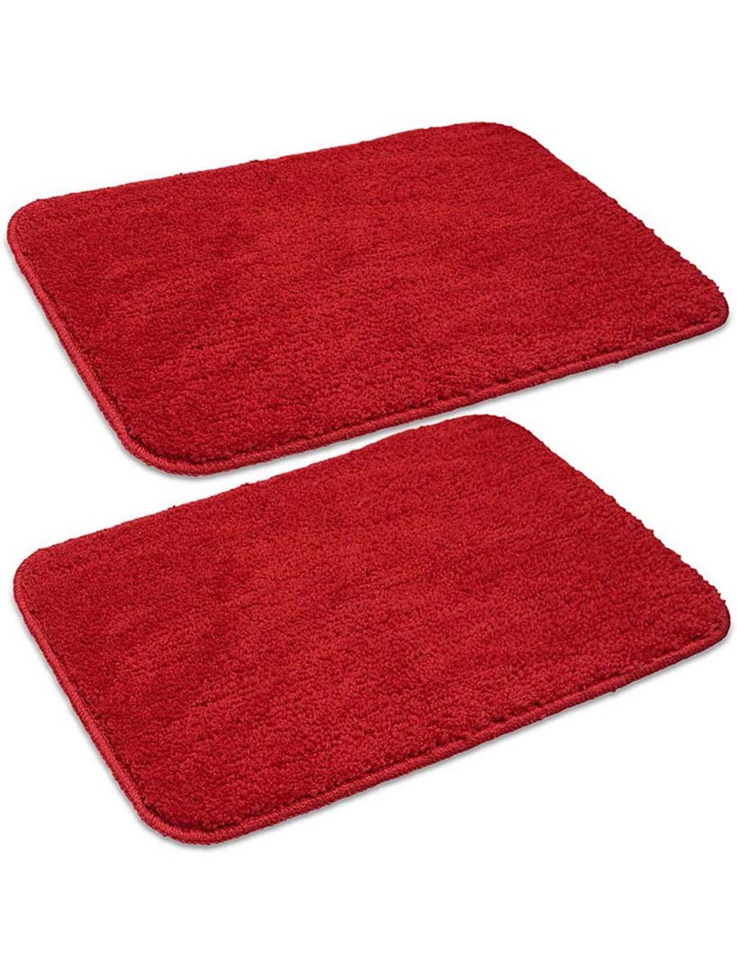 Latex Anti-Slip Doormat for Home & Bathroom Entrance Red Rectangular Mat (40x60 cm) 2 Pcs Image 1