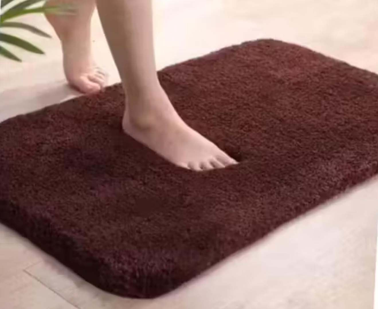 Microfiber Anti-Slip Doormat for Home & Bathroom Entrance Brown Rectangular Mat (2x3 Feet) Image 1