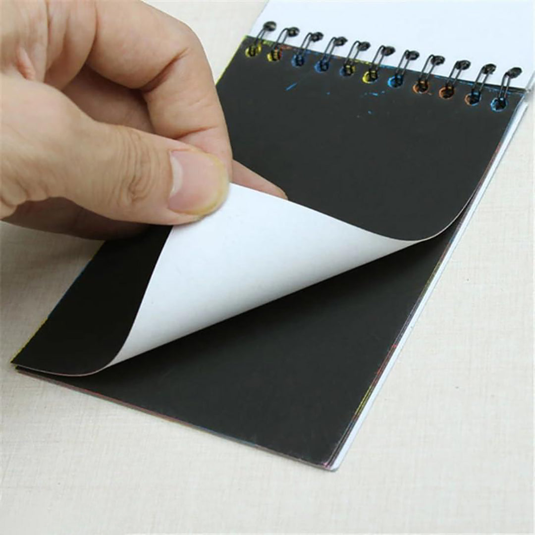 Rainbow Scratch Notebook With Magical Vibgyor Color With Pencil Stick Notepad Educational Toy For Kids Image 4